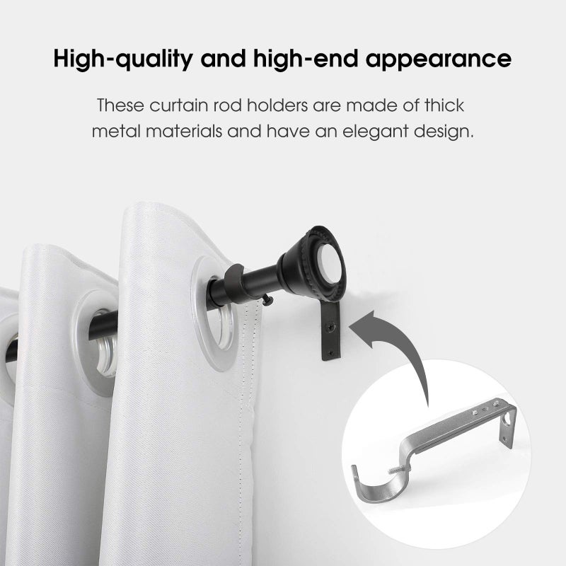 IHRDNNR Curtain Rod Holders Silver Heavy Duty Adjustable Rod Brackets for 7/8 or 1 Inch Rods, Set of 3 (Silver) - Image 4
